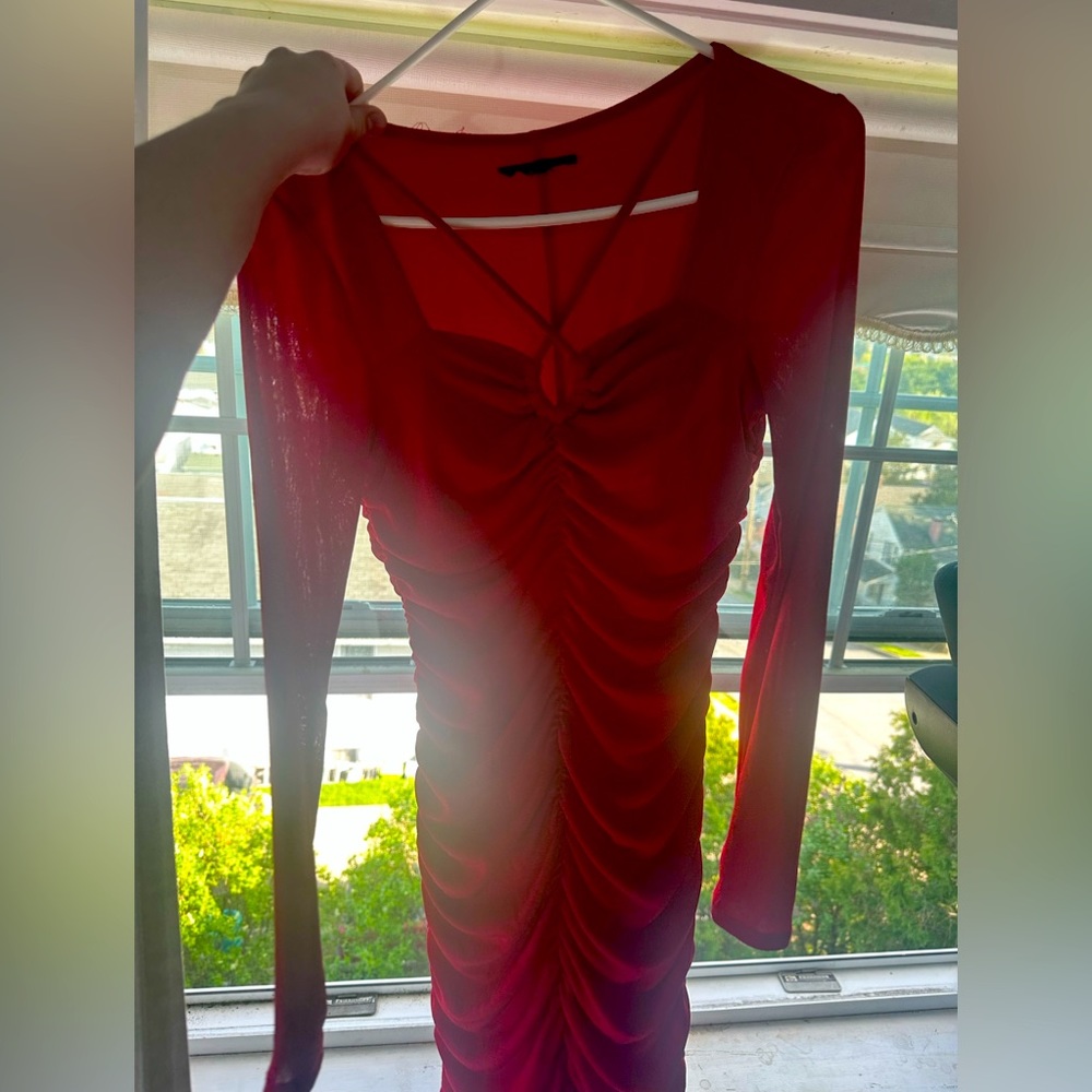 RED LONG SLEEVE DRESS